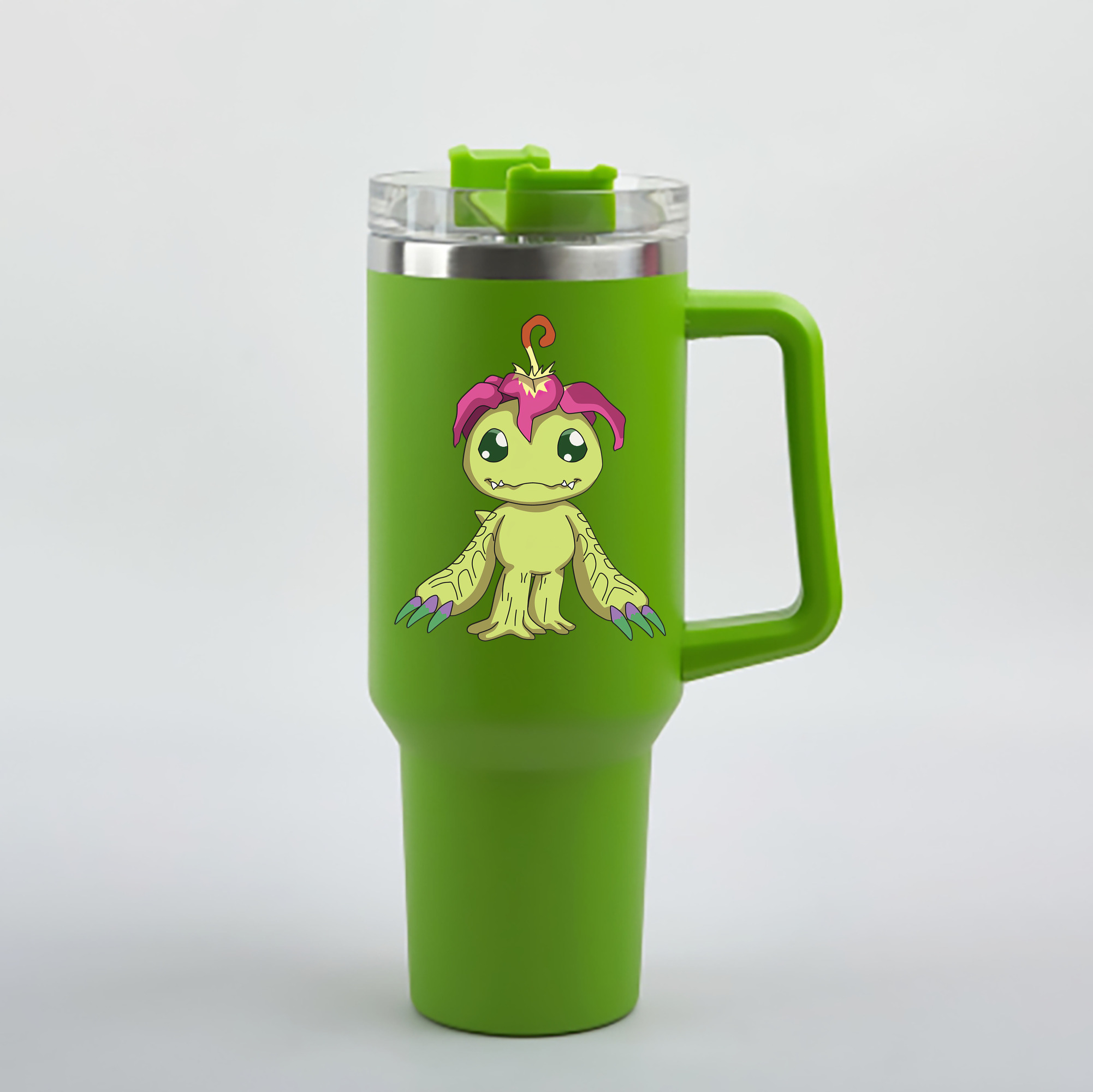 （画像用） Digimon デジタルモンスター/デジモン 1200mL車用タンブラー - クリスタルステッカー（プラスチックストロー付き）